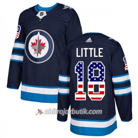 Män Ishockey Winnipeg Jets Tröja Bryan Little 18 Adidas 2017-2018 Marinblå USA Flag Fashion Authentic
